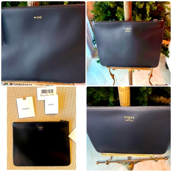 NWT- GREAT 🎁 Ports 1961 men’s skinny black clutch with logo on front - Picture 2 of 16